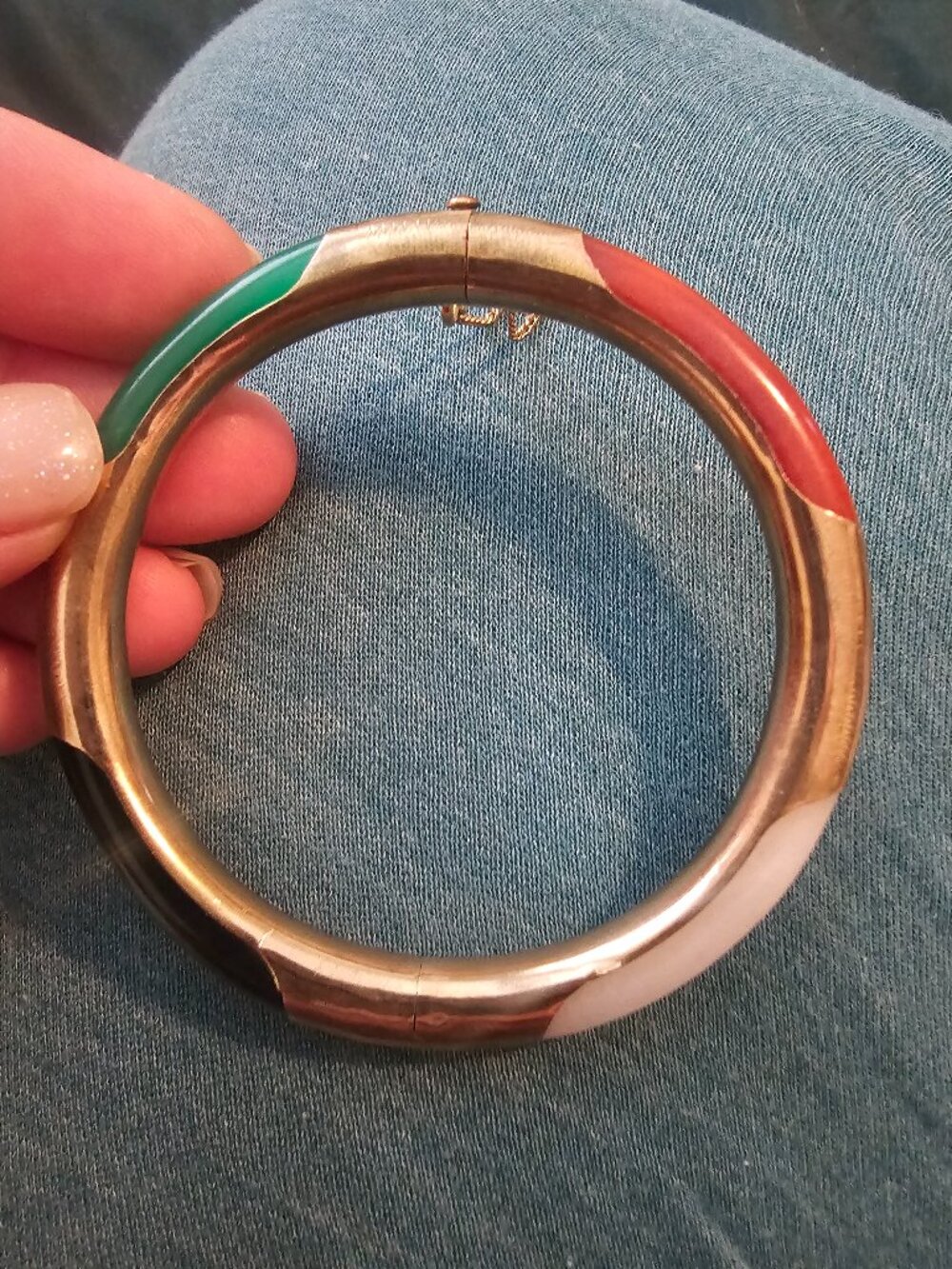 Multi colored Jade bangle braclet